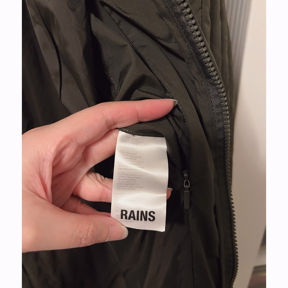 NWT RAINS Unisex Liner Jacket in Green Olive Size L - Picture 13 of 16